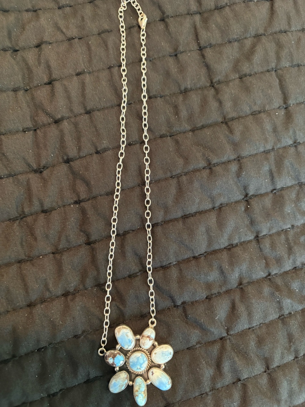 Golden Hills Turquoise flower sterling silver necklace